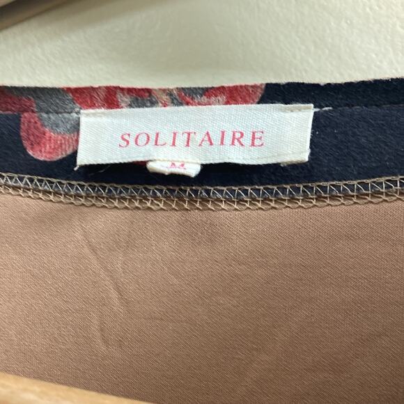 Solitaire women’s M faux suede floral print open front jacket - Picture 3 of 5